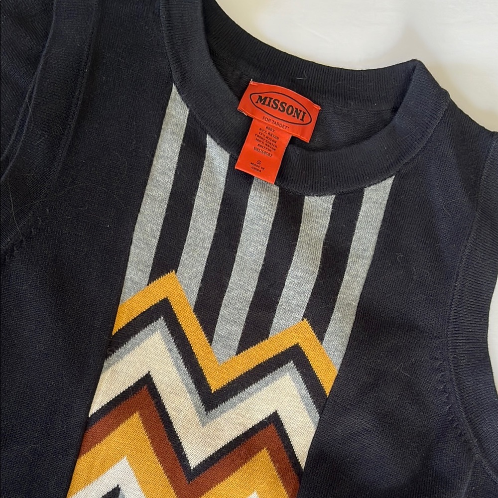 Missoni Black and Gold Mini Dress with Chevron Pattern